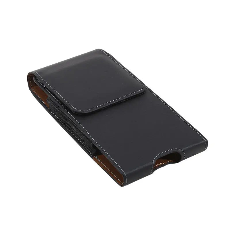 PU Leather Belt‑Loop Phone Case Elderly Men Waist Carry Pouch Multi‑Size Universal Mobile Phone Bag Outdoor Waist Belt Holster Peaceful Pleasures Health and Wellness Vertical 5.0 inch