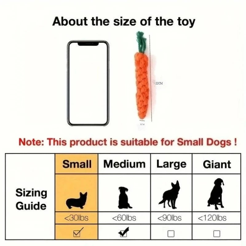 Carrot Cotton Rope Knot Chew Toy for Dogs & Cats