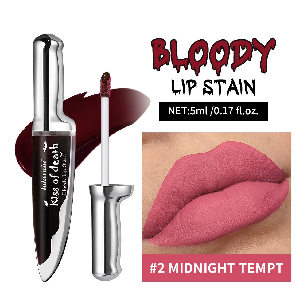 Lip Stain Kiss of Death Bloody Gothic Matte Long Lasting Waterproof Non Stick Color Darkens Over Time Vampire Makeup Peaceful Pleasures Health and Wellness 2MIDNIGHT TEMPT