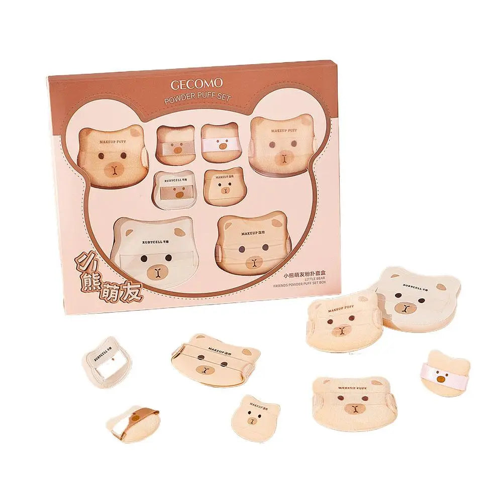 Little Bear Powder Puff Set – Soft Plush Makeup Sponge 5/8Pcs