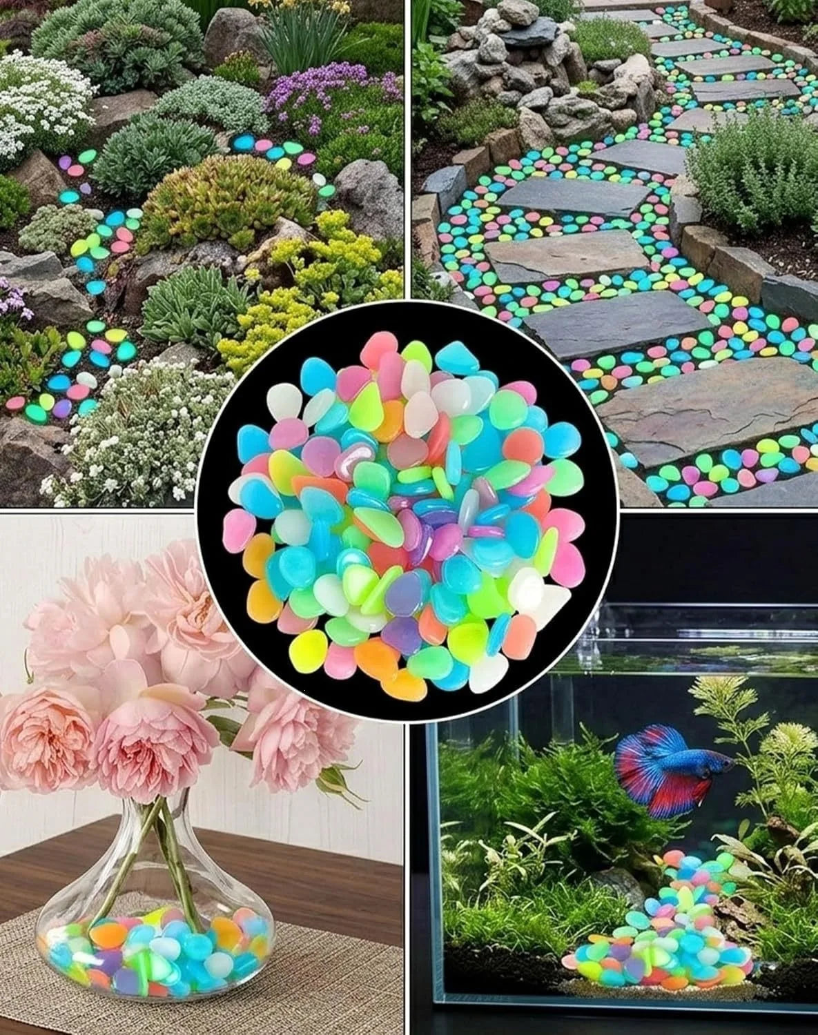 Glow in the Dark Decorative Pebbles | Garden & Aquarium Stones