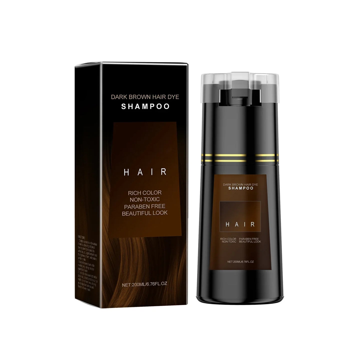 Plant Extract Hair Dye Shampoo 2-in-1 Color & Cleanse 200ml