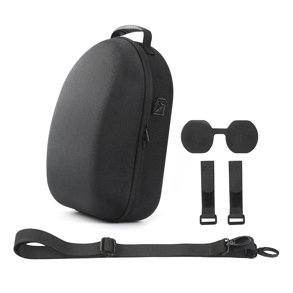 For Meta Quest 3 VR Glasses Storage Bag EVA Hard Shell Travel Carrying Case With Shoulder Strap for Meta Quest 3 VR Accessories Peaceful Pleasures Health and Wellness Black with Strap