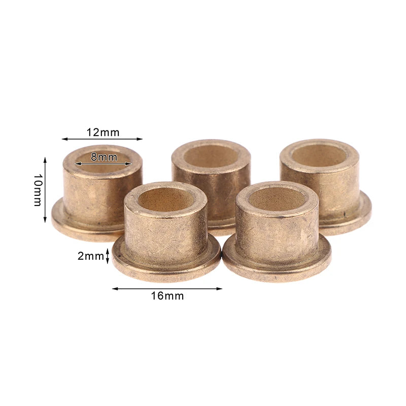 5Pcs Flange Bushing Copper Sleeve Inner Diameter 8MM Powder Metallurgy Oil Bearing With Edge Step Shoulder Peaceful Pleasures Health and Wellness 8x12x10