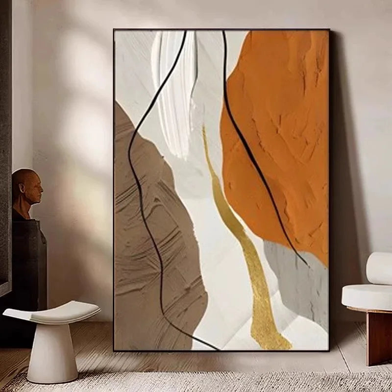 Nordic Modern Abstract Color Matching Thick Oil Handmade Oil Painting For Home Decoration Bedroom Dining Room Living Room Mural Peaceful Pleasures Health and Wellness