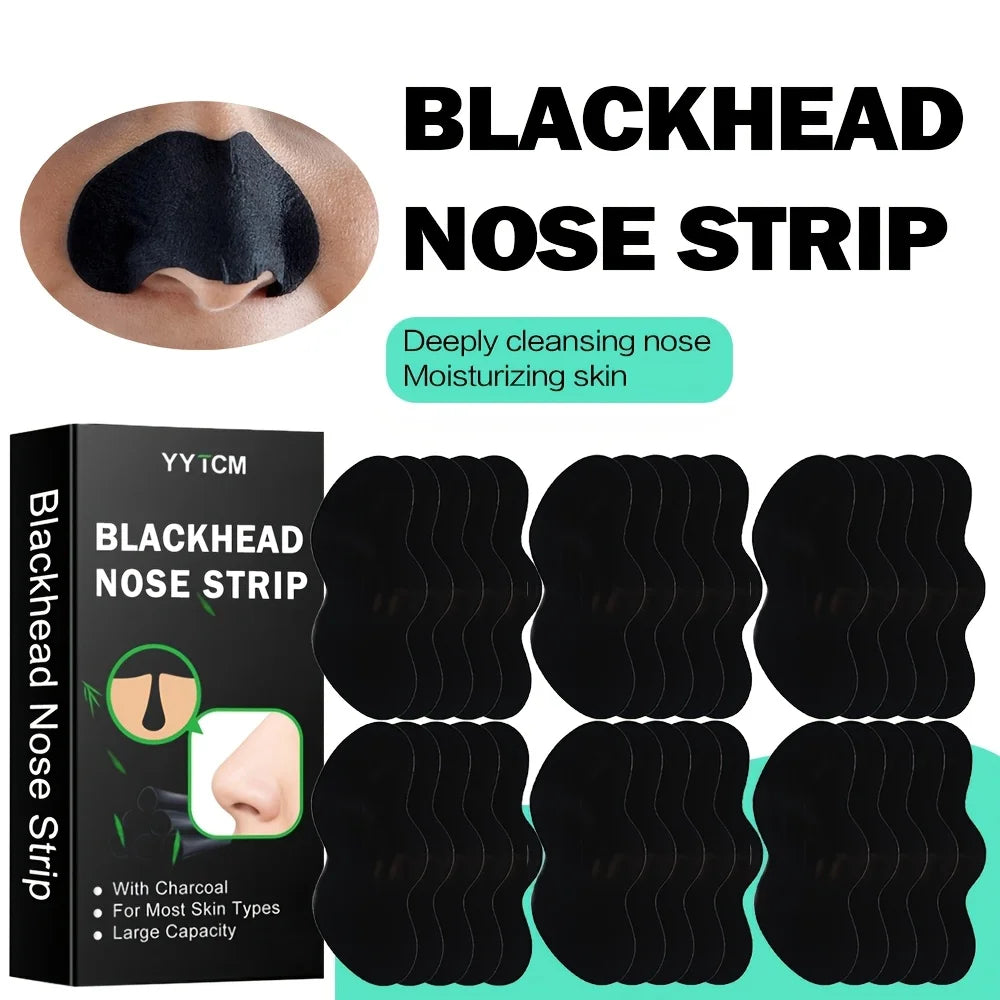 Bamboo Charcoal Blackhead Nose Strips, Strong Adsorption and Cleansing, Gentle on the Skin, Blackhead Nose Strips, Suitable for Both Men and Women, 30 Pieces/Box - 1 Box Peaceful Pleasures Health and Wellness