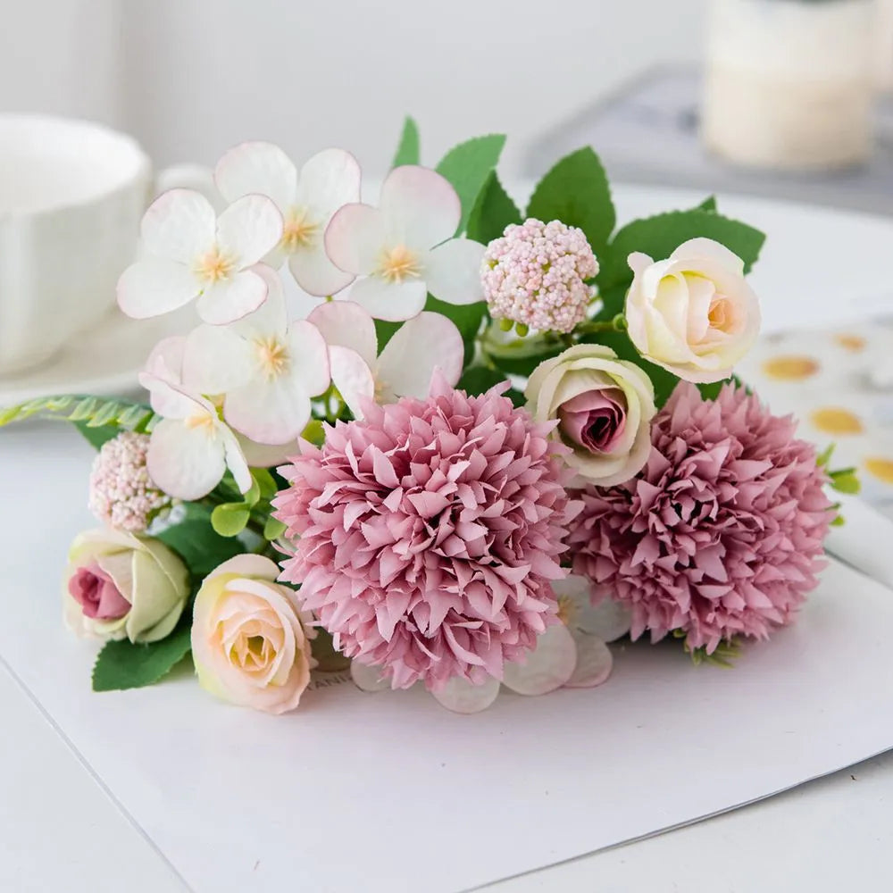 Silk Artificial Rose & Chrysanthemum Flowers | Wedding Home Decor