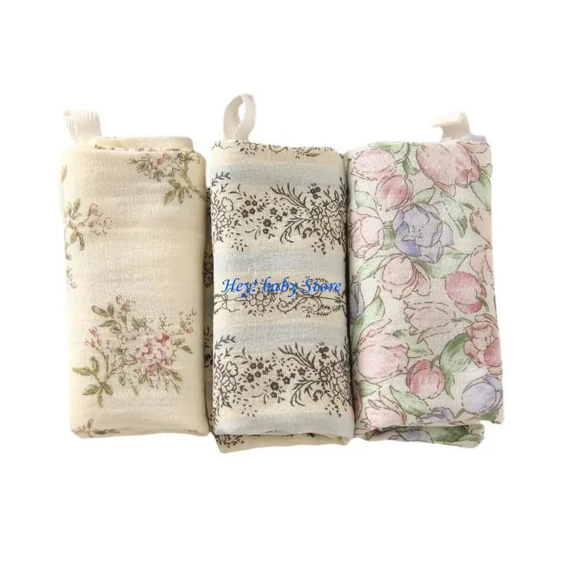 4-Layer Cotton Baby Washcloths Drool Bibs 3-Pack | Soft & Absorbent