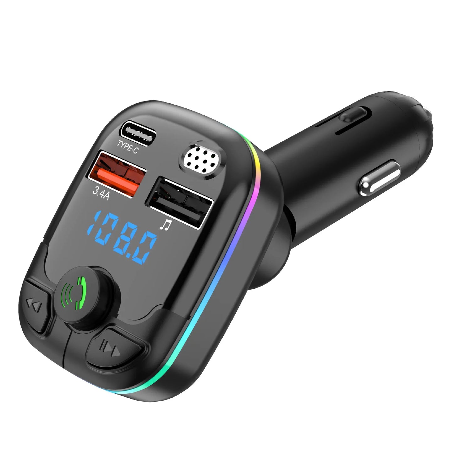 Bluetooth FM Transmitter Car Kit | Dual USB 3.1A LCD TF Card