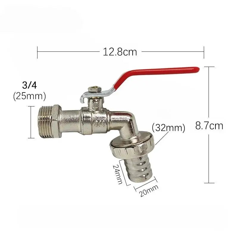 1pc Garden Watering Garden Irrigation Accessory 1/2x3/4 Lever Water Tap Zinc Alloy With Red Handle Faucet Adapter Hose Plug Peaceful Pleasures Health and Wellness A2