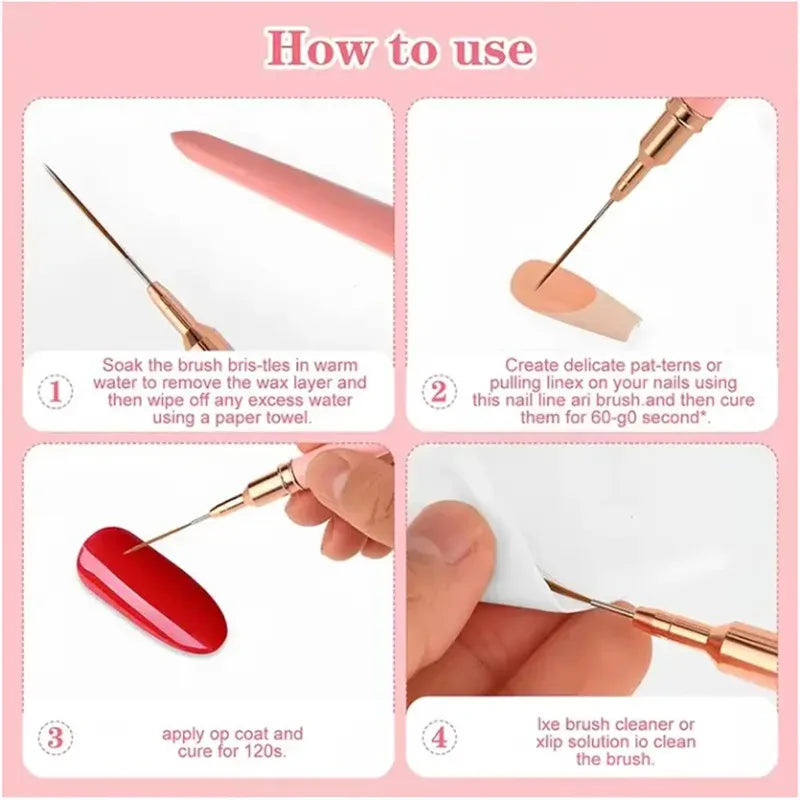 5-Piece Nail Art Liner Brush Set – UV Gel Manicure Tools
