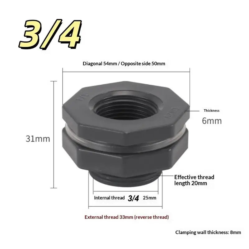 New 1Pc Durable Water Tank Adapter With Valve PVC/IBC Water Bucket Adapter Quick Installation Rainwater Collection Connector Kit Peaceful Pleasures Health and Wellness D