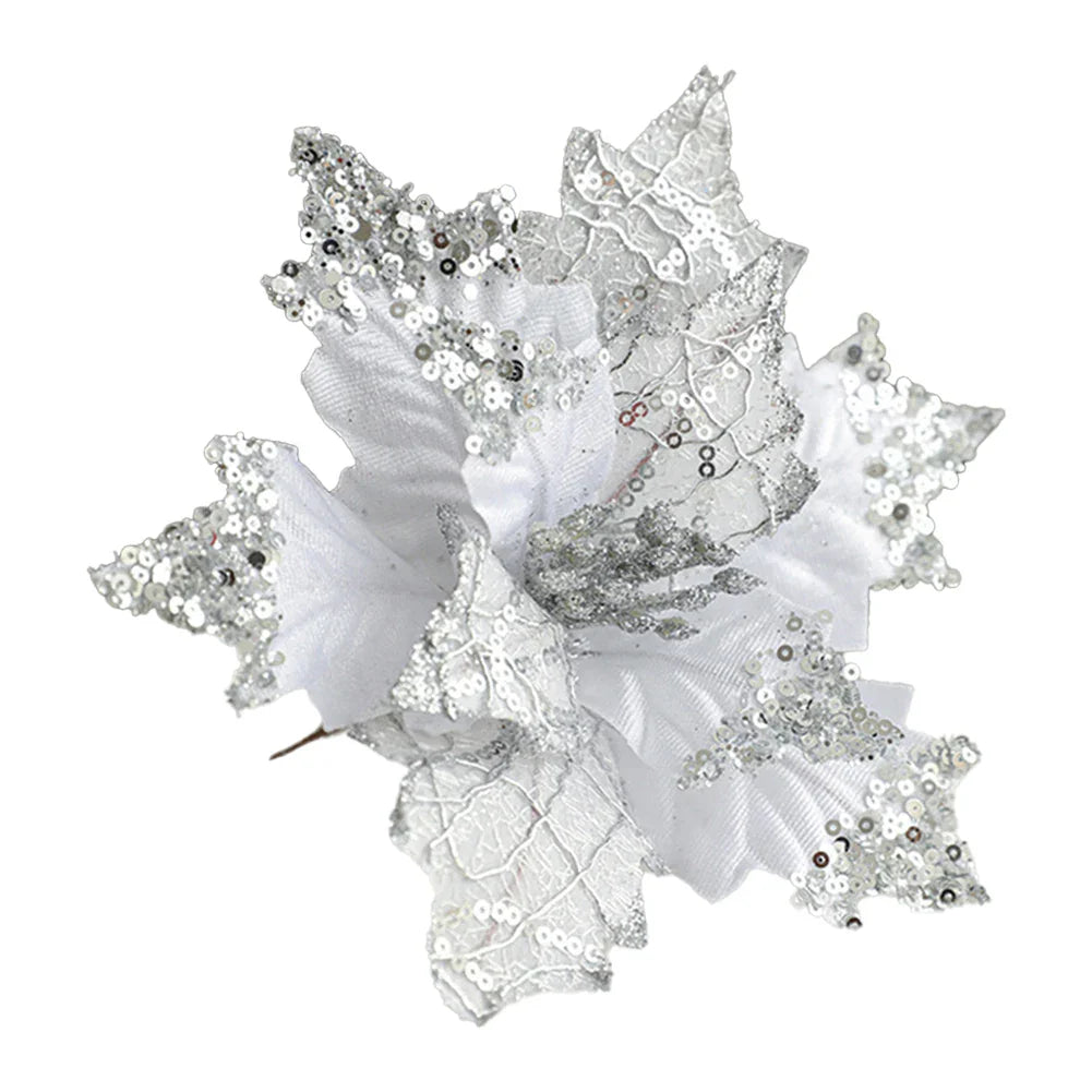 20cm Flannel Christmas Flower Ornament | DIY Tree Decoration