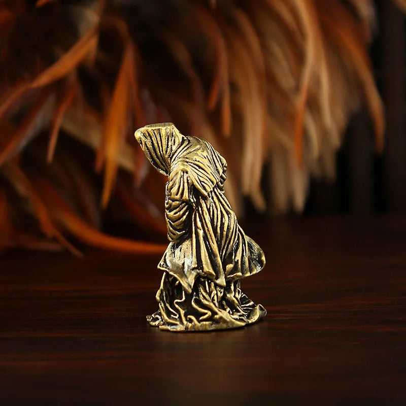 Brass Holy Death Statue Standing Religious Decorative Figurine Grim