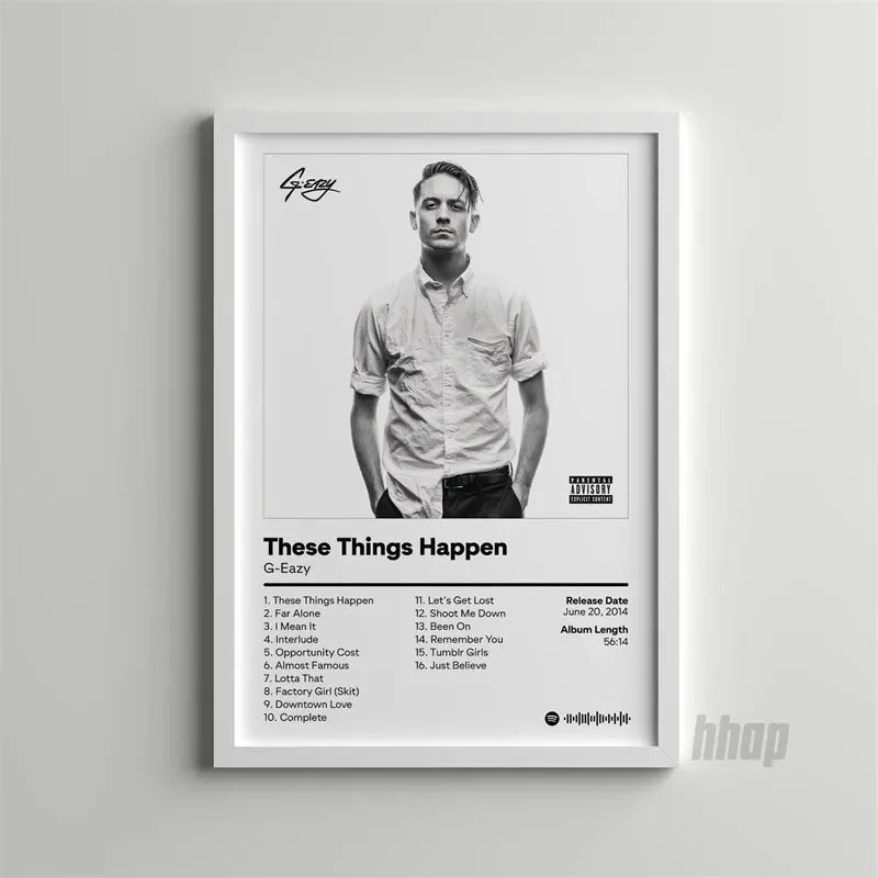 Pop Rap Music Album Cover G Eazy Canvas Painting Poster Aesthetic Rapper These Things Happen Too Wall Art for Home Decoration Peaceful Pleasures Health and Wellness 6 30x40cm Unframed