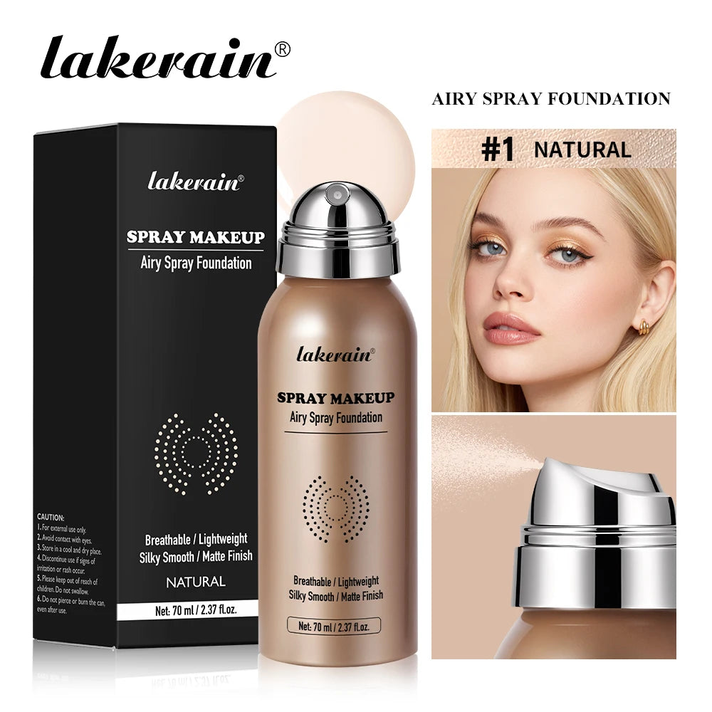 Airy Foundation Spray Waterproof Sweat-resistant Natural Silky Matte Finish Even Skin Tone Breathable Foundation Make-up Spray Peaceful Pleasures Health and Wellness NATURAL