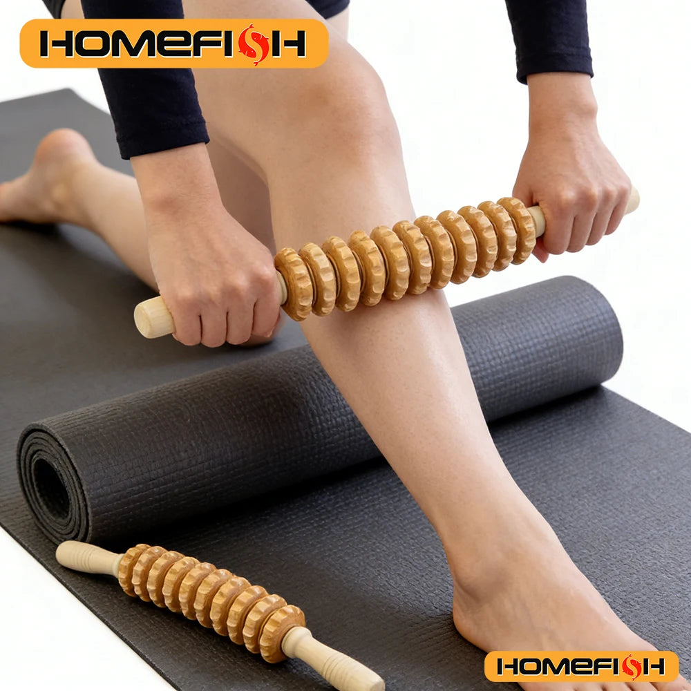 Anti-Slip Handle Wooden Gear Arm, Leg/Hip/Back Deep Massage Roller Peaceful Pleasures Health and Wellness
