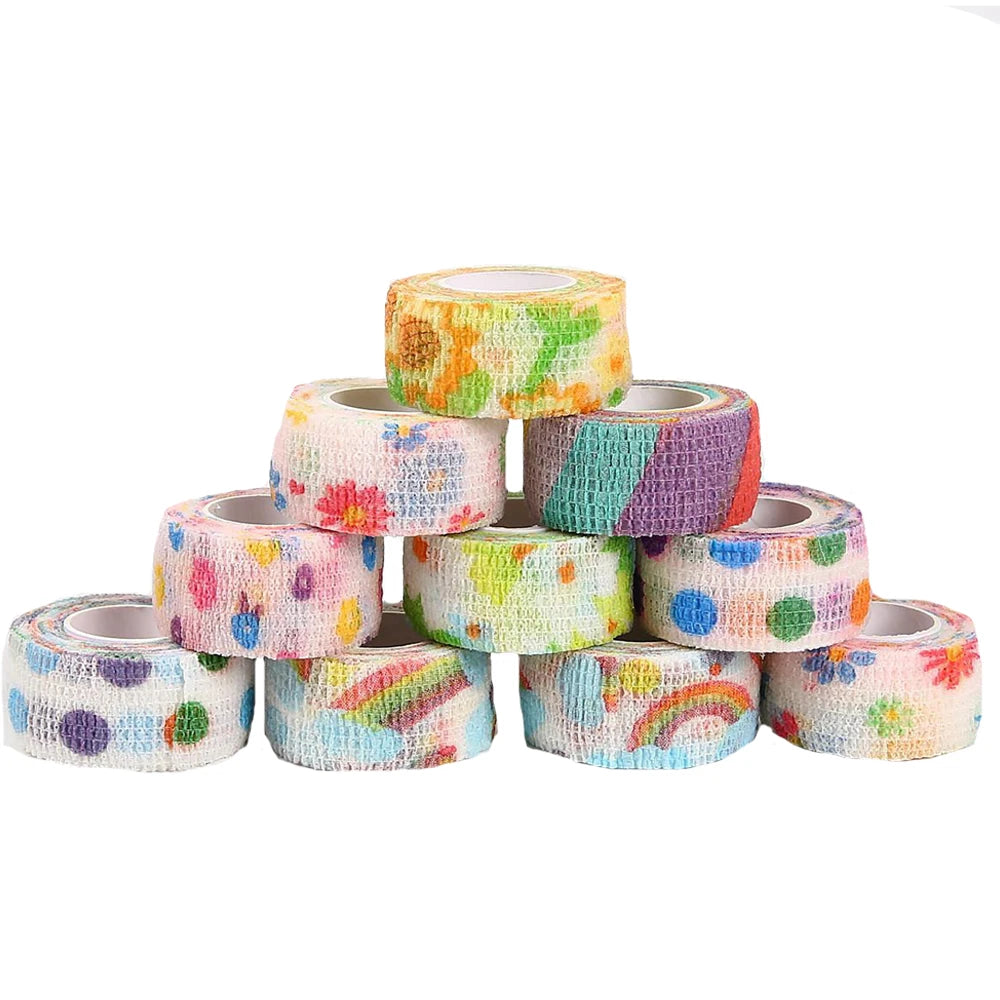 5-Pack Elastic Self-Adhesive Cohesive Bandage Wrap 2.5cm Sports Cohesive Bandage Wrap Peaceful Pleasures Health and Wellness 2M-5PCS