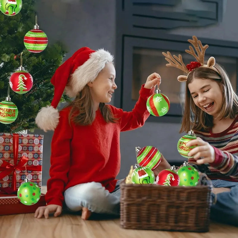 Pack of 12 Christmas Decorations Hand-painted Electroplated Plastic Christmas Ball Christmas Tree Pendant Holiday Decorations Peaceful Pleasures Health and Wellness