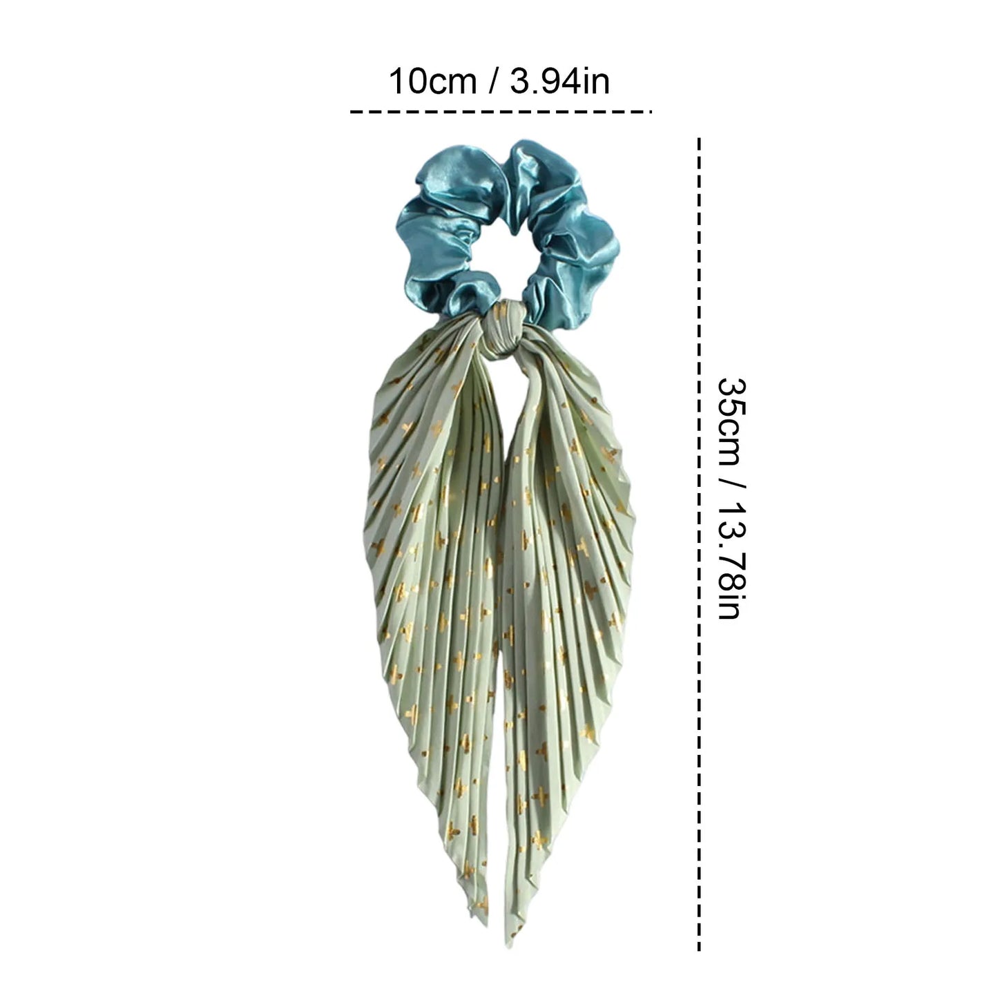 Satin Bow Ribbon Scrunchie – Floral Ponytail Hair Tie Women