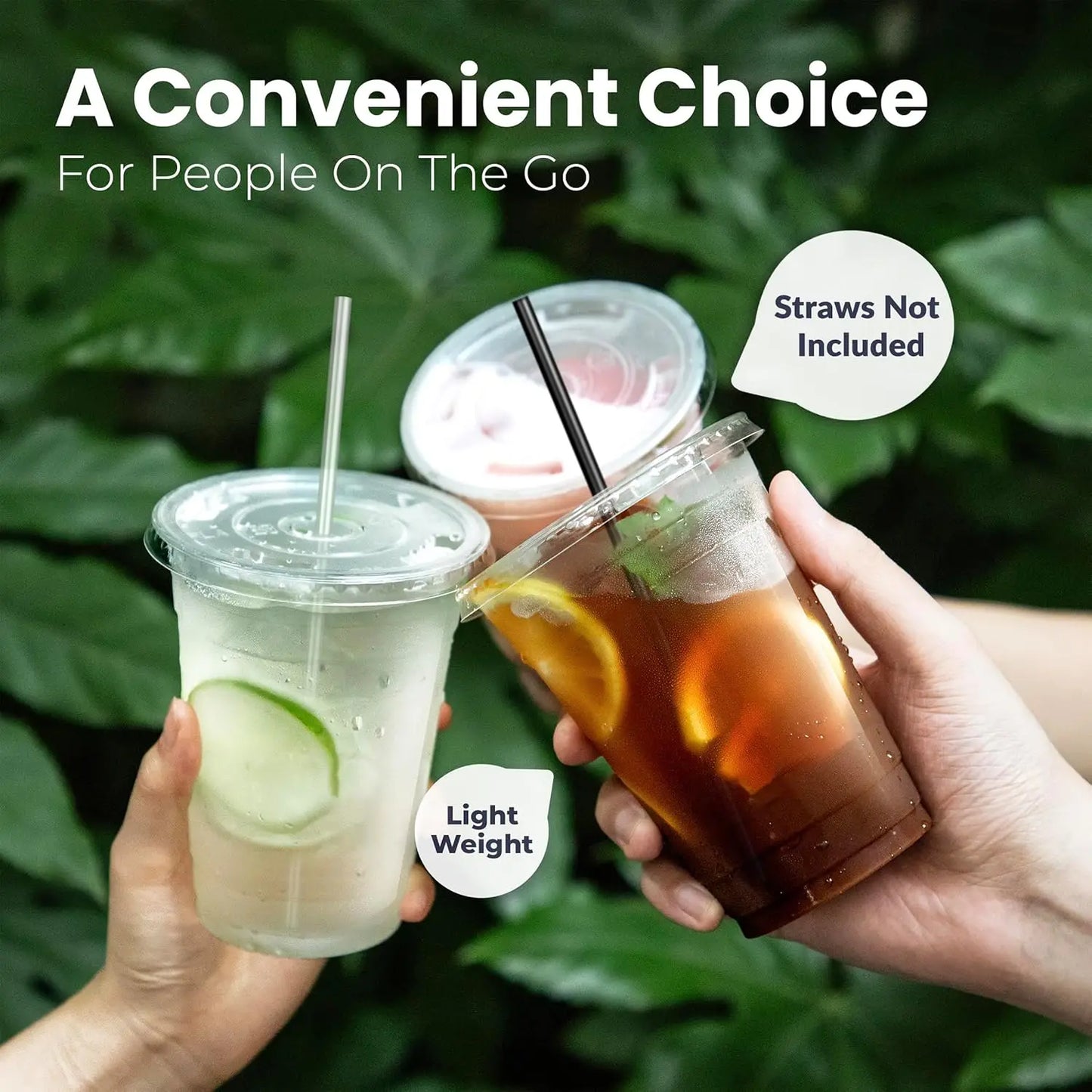 16 oz Clear Plastic Cups with Lids and Straws Disposable Plastic Coffee Cups with Lids for Iced Coffee Cold Beverages, Smoothie Peaceful Pleasures Health and Wellness