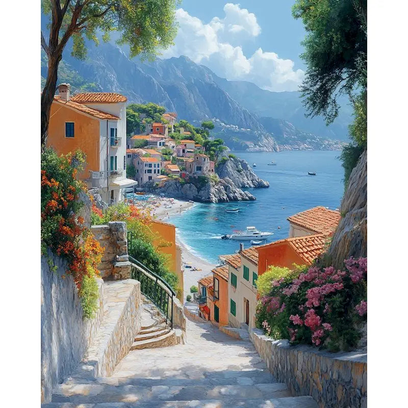 Paint by Numbers Kit – Town Landscape Canvas 60x75cm