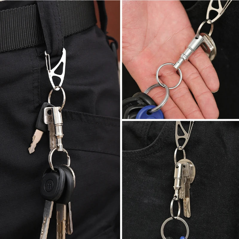 Quick Release Pull Apart Metal Keychain | Detachable Keyring