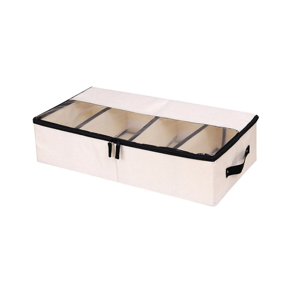 Clothing Storage Bag Made Of Cotton And Linen Washable Separated Dust-Proof Thickened Suitable For Moving Bed Bottom Storage Box Peaceful Pleasures Health and Wellness Light Yellow