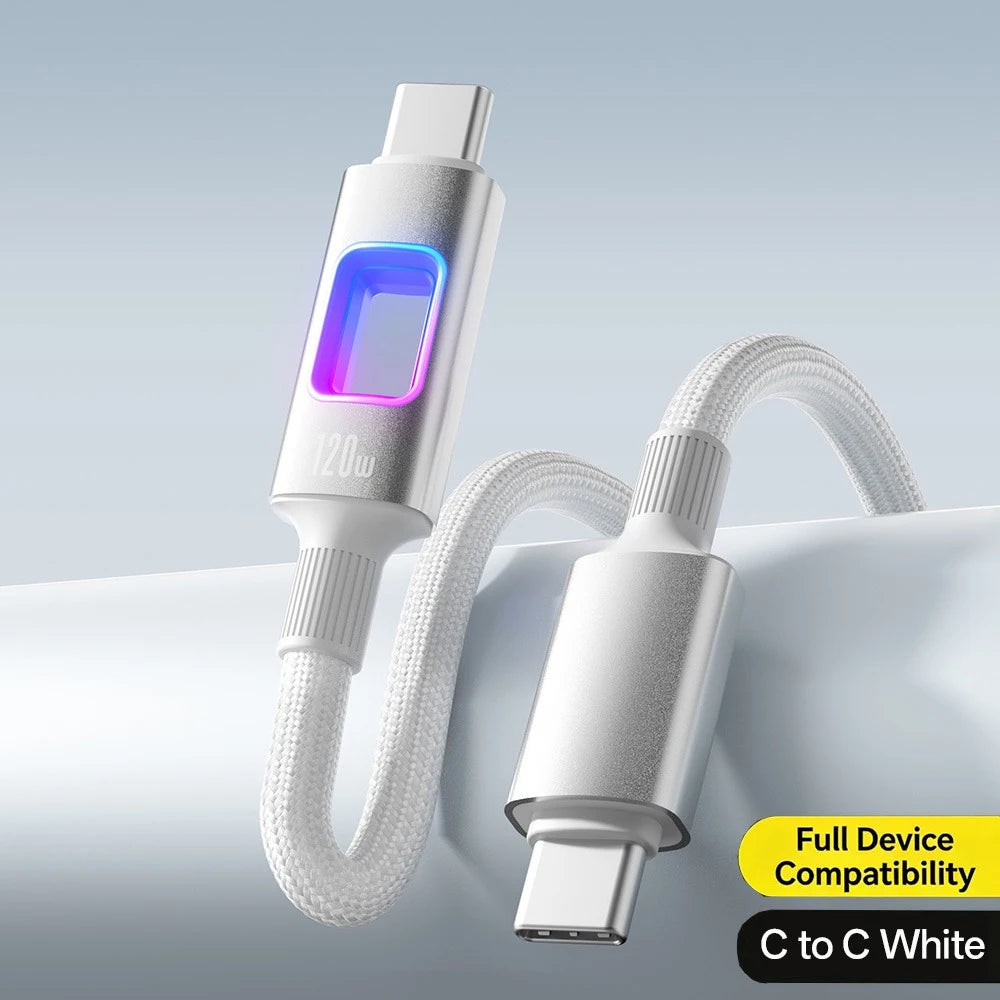 RGB 120W USB-C Fast Charging Cable – Samsung Xiaomi Android