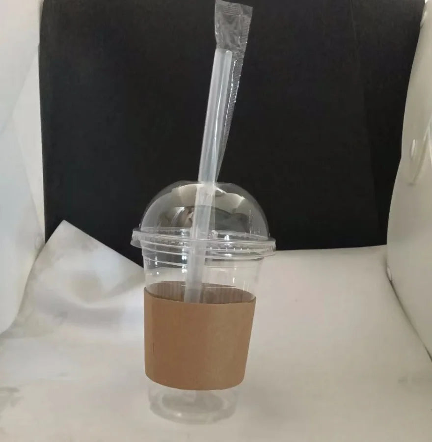 50 Sets 16OZ Clear Plastic Cups with Lids Straws Sleeve for Cold Drinks Juice Smoothie Coffee Huge Disposable Cups 1L Peaceful Pleasures Health and Wellness Dome Lids 50pcs