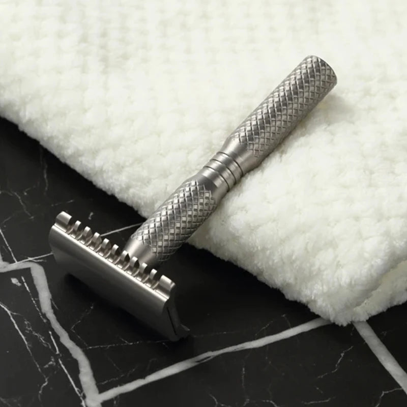 2026 New Arrival YAQI Ghost 90DC Cross Grain Pattern Lightweight Titanium Safety Razor Model Comfortable Shave Experience Peaceful Pleasures Health and Wellness