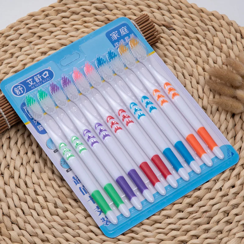 10-Pack Bamboo Charcoal Soft Toothbrush Set | Family Travel