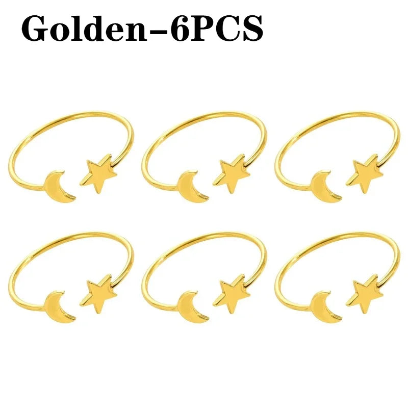 Gold Moon Star Napkin Rings | Ramadan Eid Table Decor 1–24 PCS