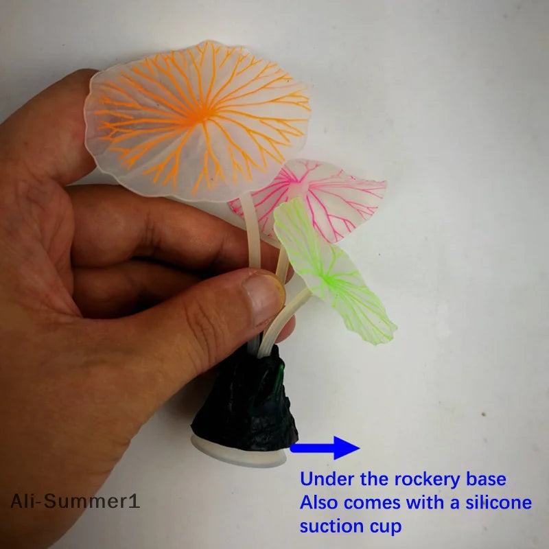 Fluorescent Silicone Artificial Aquarium Plant Decoration 10cm