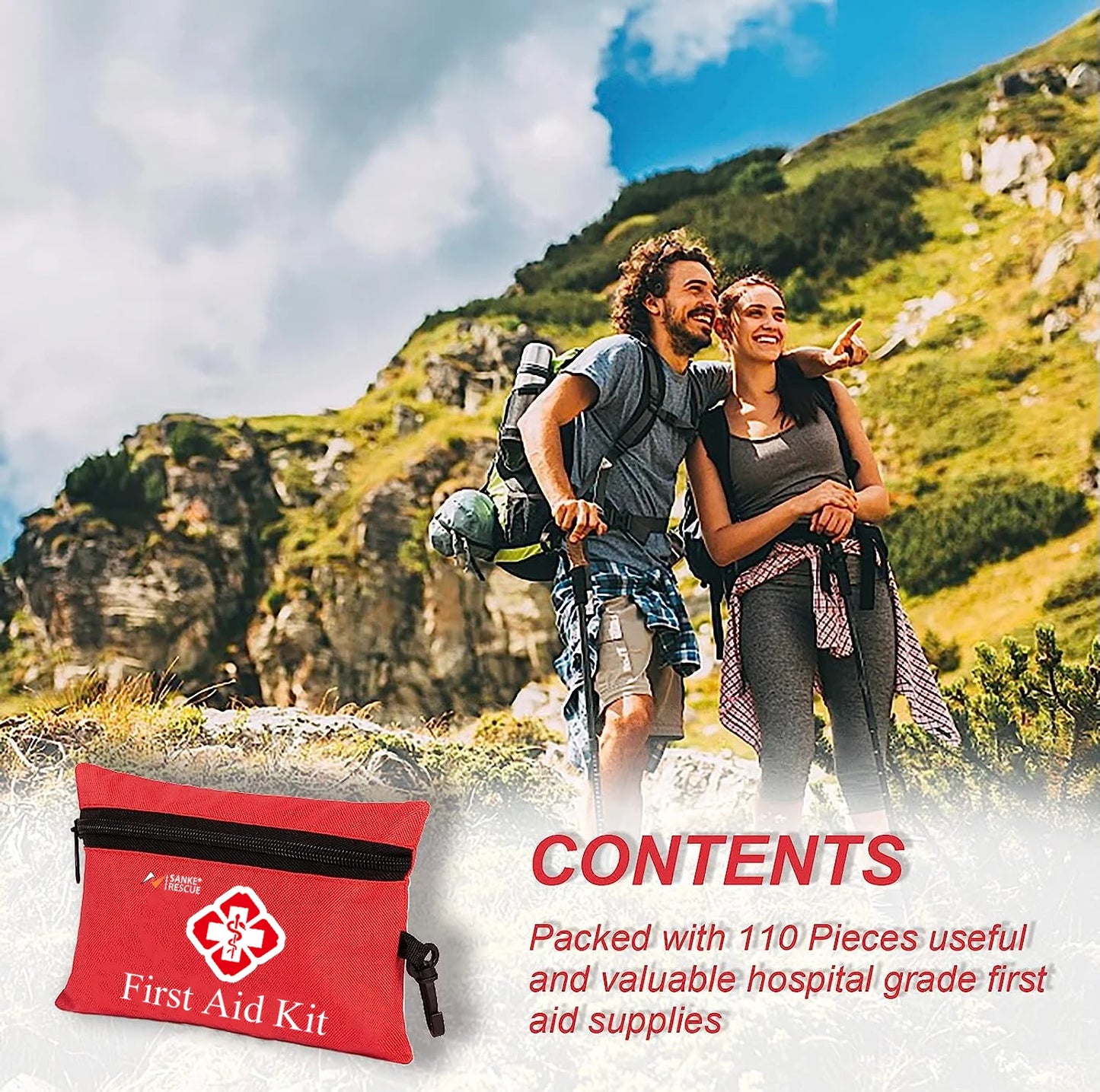 110 Piece First Aid Kit Home Care Waterproof Compact Trauma Medical Kits for Emergencies Home Car Travel Outdoor Camping Hiking Peaceful Pleasures Health and Wellness
