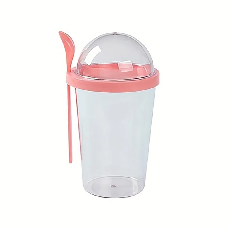 Dry Wet Separation Salad Cup Plastic Healthy Salad Container With Spoon Salad Cup With Lid Portable Salad Cup For Outdoor Peaceful Pleasures Health and Wellness Orange Red