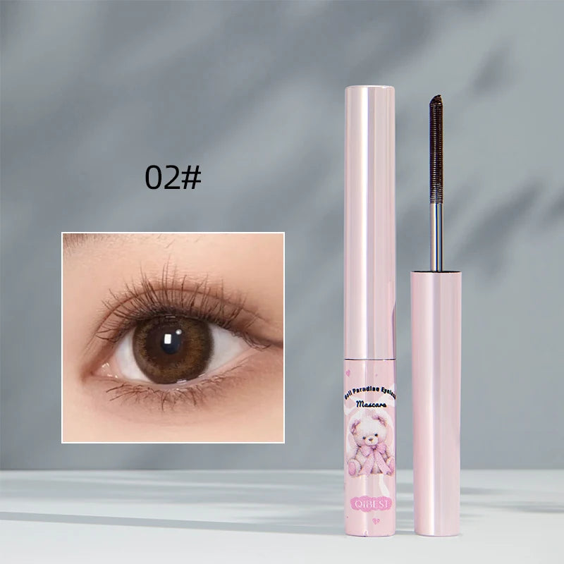 QIBEST Silk Fiber Matte Mascara Makeup Ultra-Fine Brush Lengthens Eyelash Waterproof Fast Dry Brown Black Curling Mascara Rimel Peaceful Pleasures Health and Wellness 02