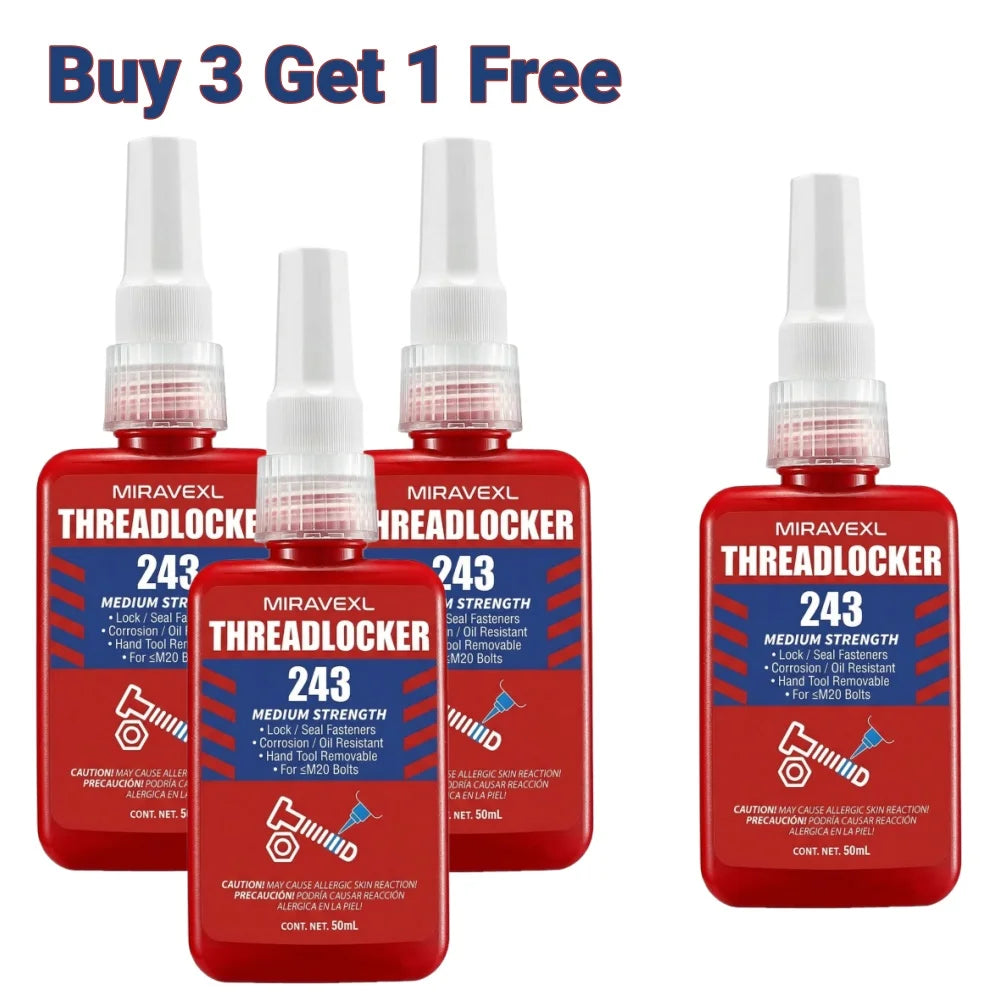 MIRAVEXL 243 Threadlocker Medium Strength Anaerobic Adhesive Antiloose Screw Glue Oil Resistant Fastener Sealant 10ml 50ml Peaceful Pleasures Health and Wellness 50ML-4PCS
