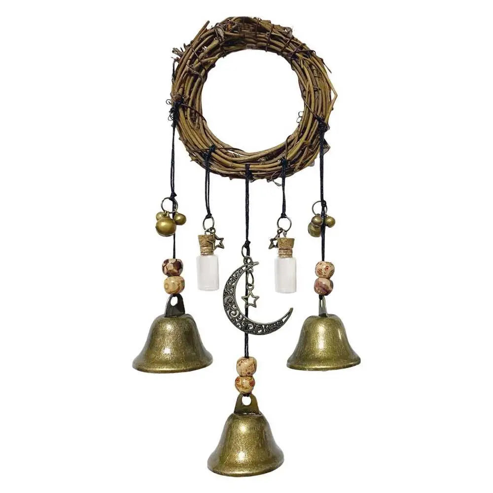 Witch Bells Door Hanger | Handmade Wiccan Wind Chime Wreath