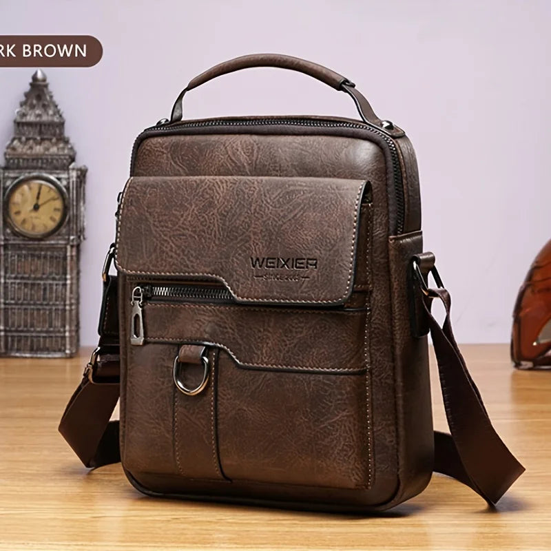 Men's Genuine Leather Crossbody Bag Shoulder Bags Vintage Handbags Business Bag Peaceful Pleasures Health and Wellness Dark Brown