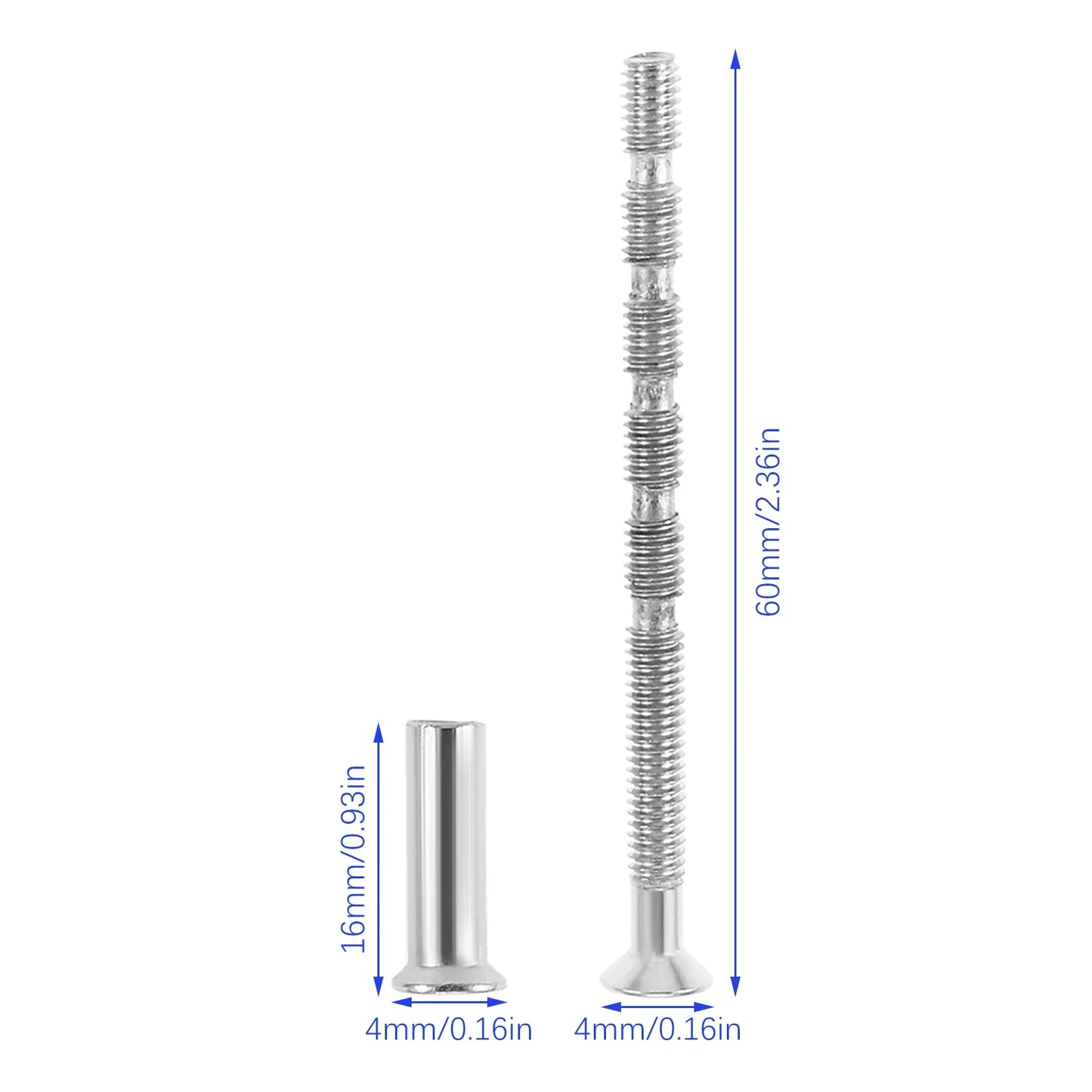 M4×60mm 304 Stainless Steel Door Handle Screws & Nuts – 10 Sets
