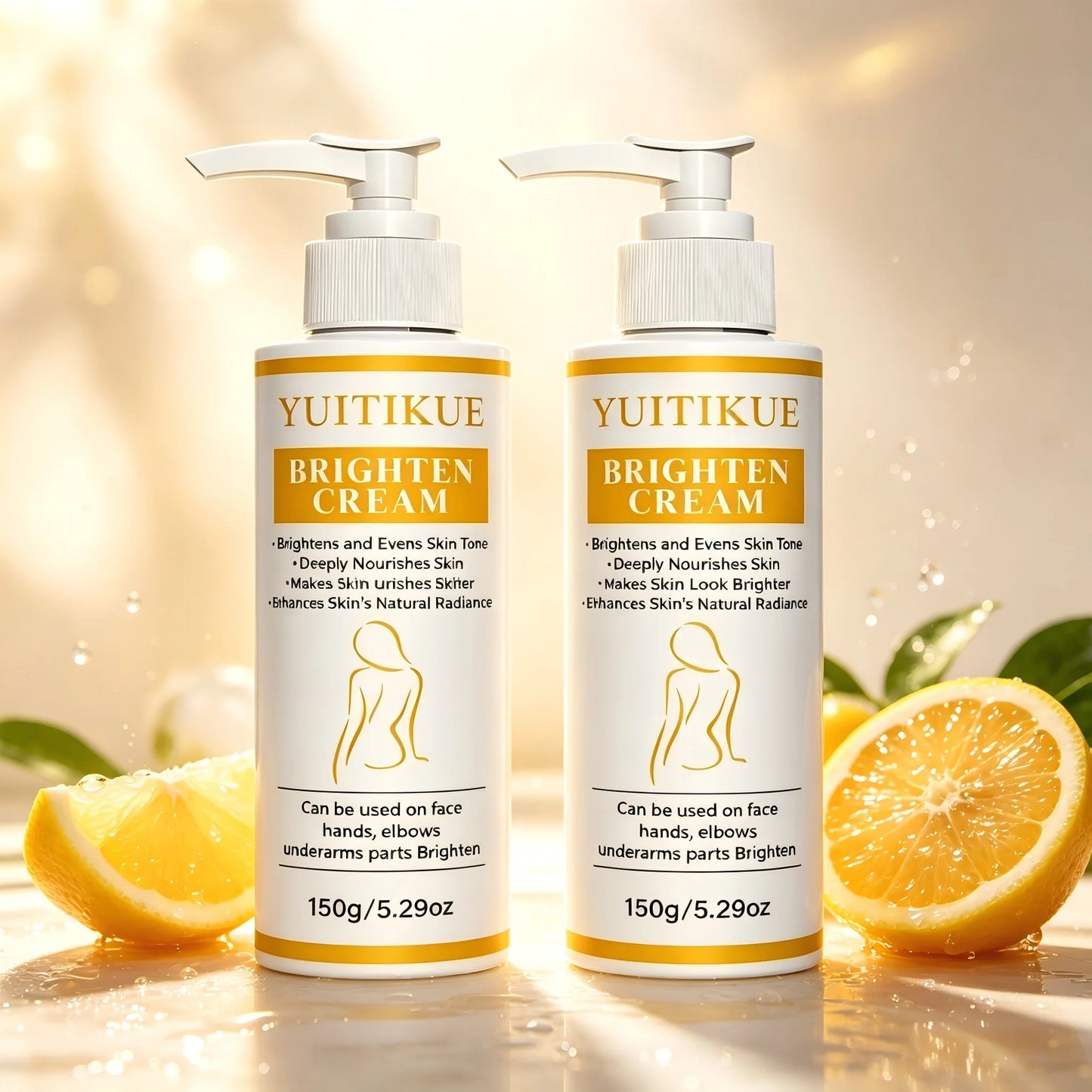 YUITIKUE Brightening Cream 150g Even Skin Tone Deeply Nourishes for Natural Radiance on Face, Hands & Elbows Peaceful Pleasures Health and Wellness 2pc