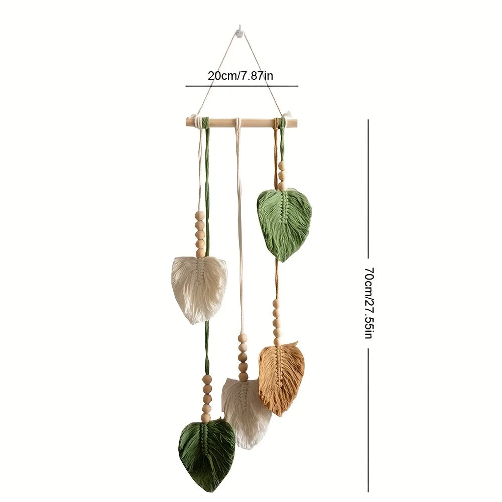 Handmade Macramé Woven Leaf Wall Hanging | Boho Tapestry Decor Macramé Wall Hanging Peaceful Pleasures Health and Wellness