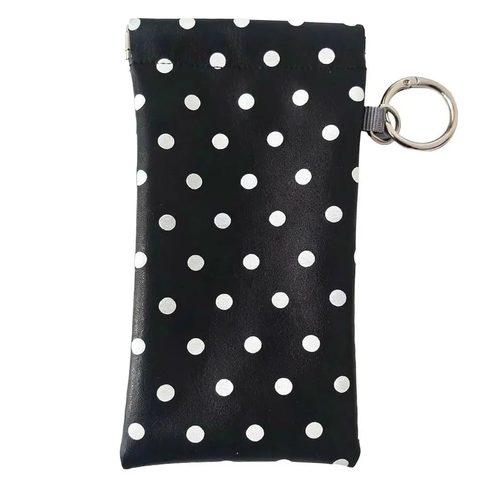 Polka Dot Glasses Case Soft Leather Sunglasses Pouches Keychain Hanging Bag Hanging Bag Eyewear Cases Bags With Cleaning Cloth Peaceful Pleasures Health and Wellness Black