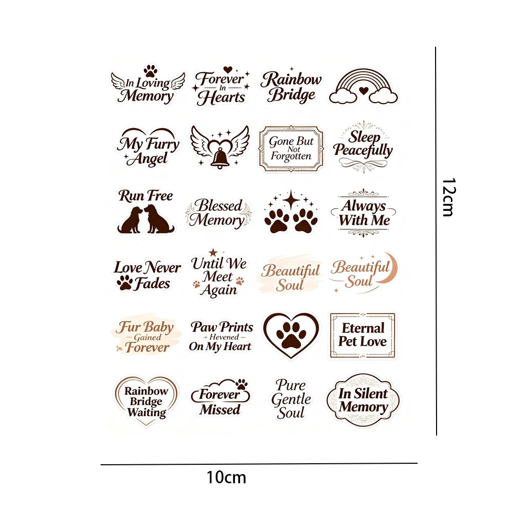 Pet Memorial UV Stickers | Paw Print Waterproof Decals for Urns