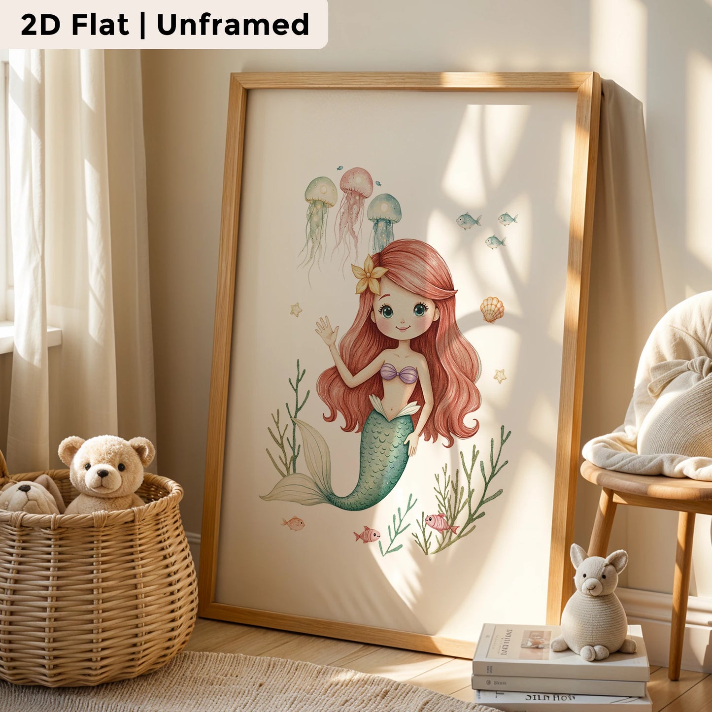 3-Piece Jellyfish Mermaid Canvas Wall Art | Kids Room Decor