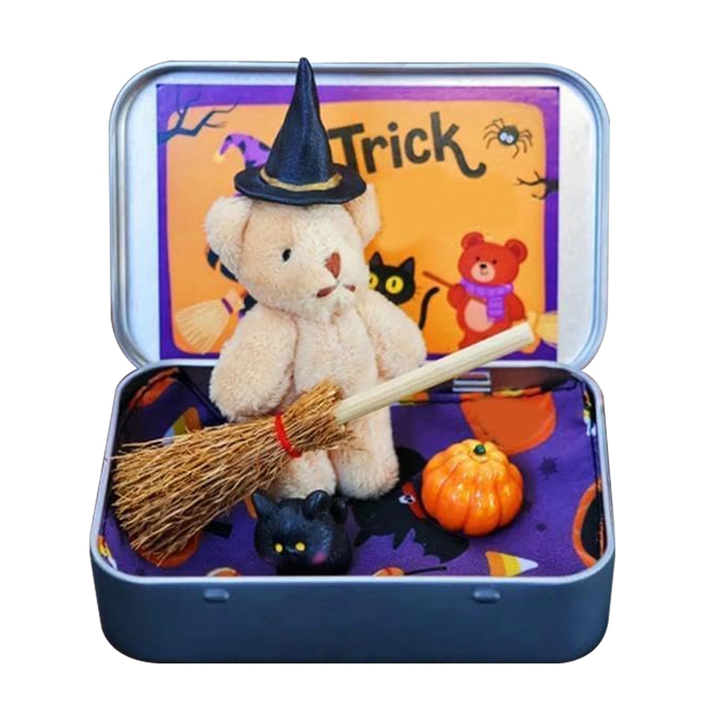 Halloween Witch Teddy Bear in a Box – Spooky Keepsake Gift Halloween Keepsake Gift Peaceful Pleasures Health and Wellness Light Brown