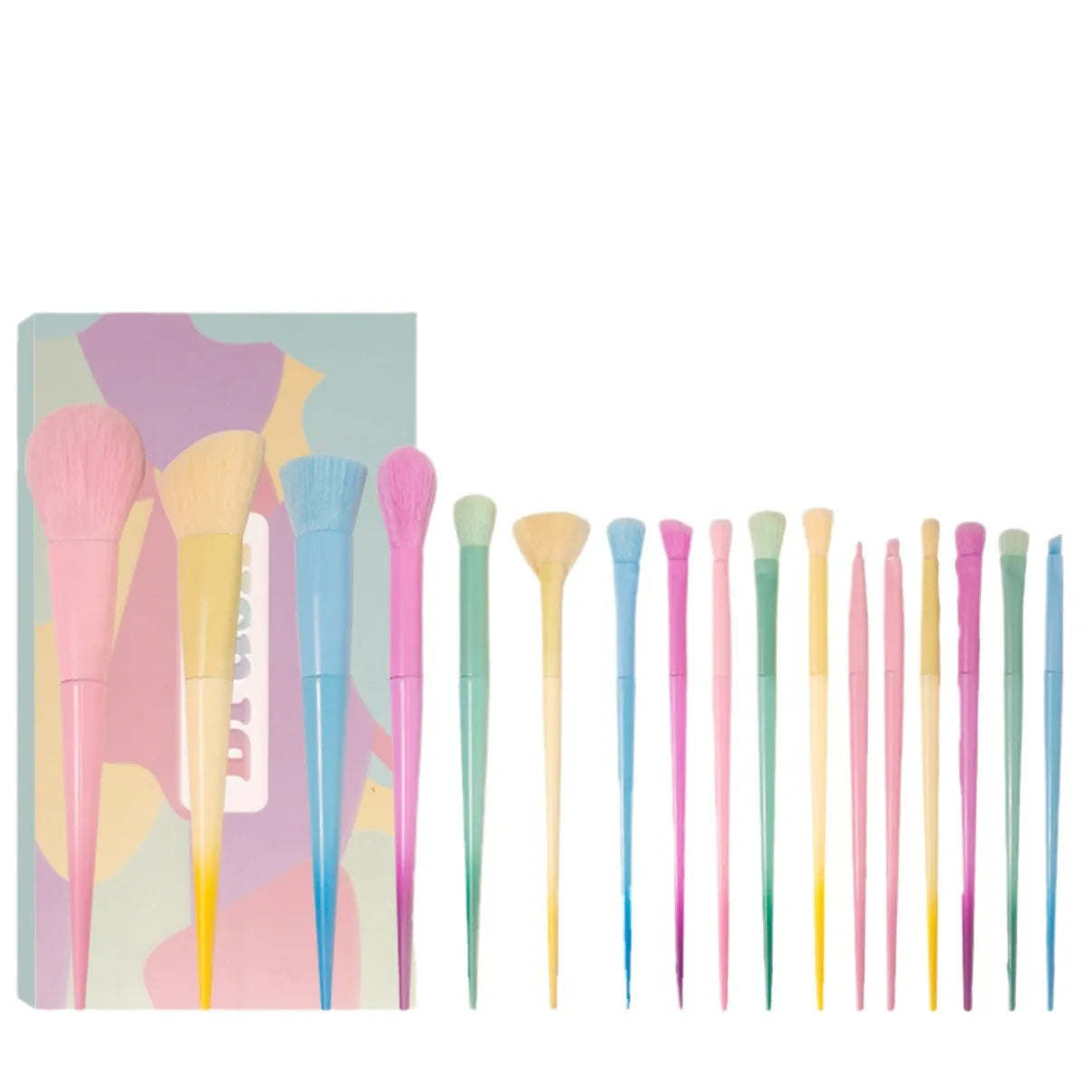 17-Piece Makeup Brush Set in Candy Colored Macaron Shades: Powder Brush, Eyebrow Brush, and More Peaceful Pleasures Health and Wellness