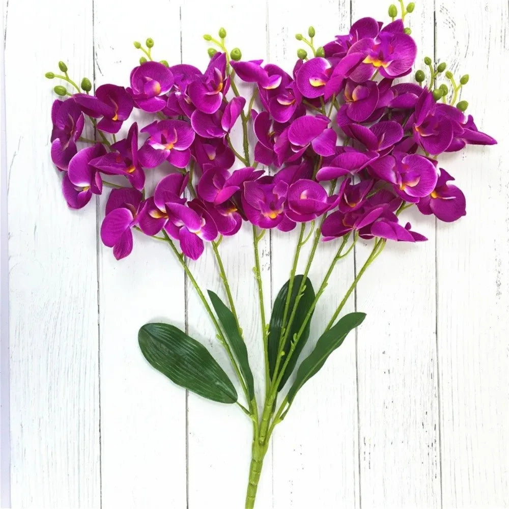Butterfly Orchid Artificial Flowers Real Touch 7 Forks 3D Orchidea Phalaenopsis Silk Flower Home Wedding Decoration Peaceful Pleasures Health and Wellness Purple