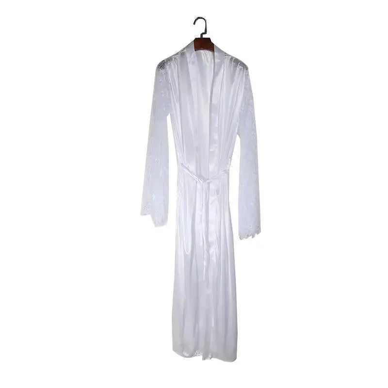 Women Sexy Imitation Ice Silk Plus Size Pajamas Nightgown Night Gown Nightwears For Ladies Sexy V-neck Sleepwear Peaceful Pleasures Health and Wellness White S